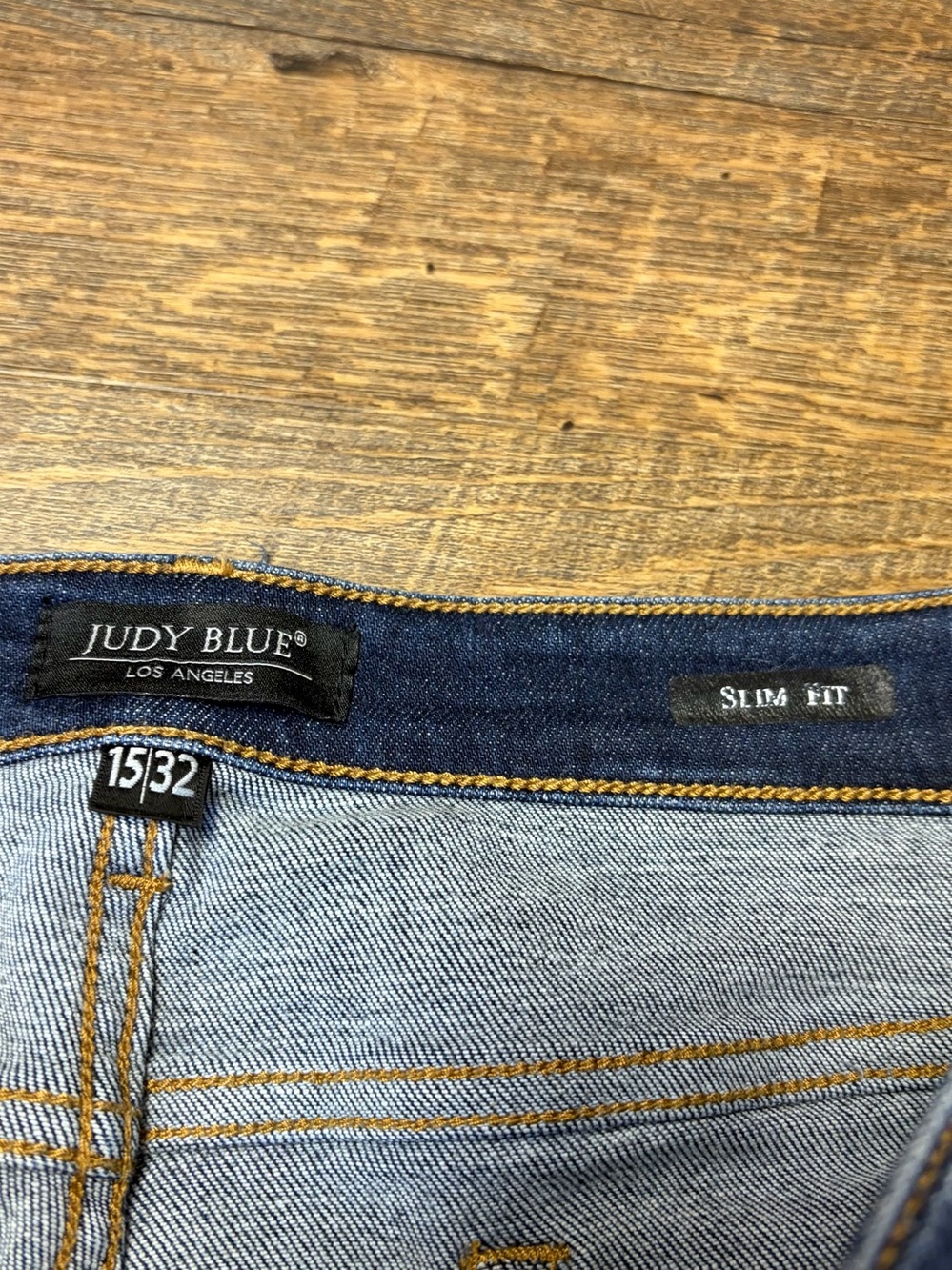 Judy Blue Slim Fit Mid Rise Jeans Womens 15/32 Stretch Denim Raw Hem Dark Wash - Picture 3 of 8